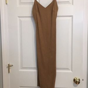 Tan long midi dress